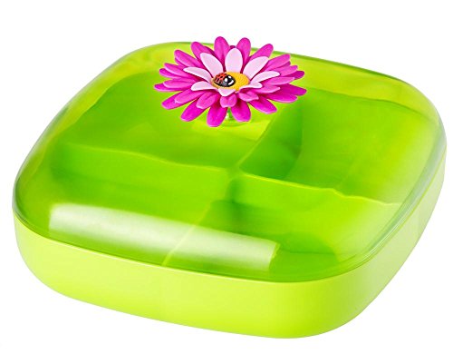 VIGAR Flower Power Snackschale mit Deckel, ABS, Polypropylen, Silikon, grün/Magenta, Zentimeter