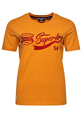 Superdry Womens Vintage Script Style COLL Tee T-Shirt, Thrift Gold Marl, S
