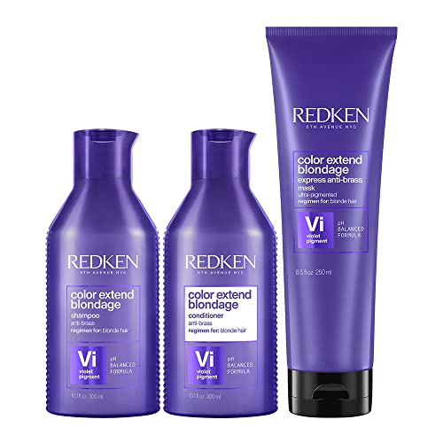 Redken Color Extend Blondage Shampoo 300 ml, Conditioner 300 ml & Anti-Messing-Maske 250 ml Packung
