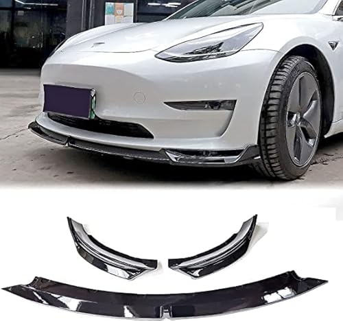 Frontspoiler Lippe für Tesla Modell 3 Limousine 2020 2021, 3 STÜCKE Style Auto Frontstoßstange Lippenspoiler Splitter Diffusor Abnehmbarer Body Kit Cover Guard Stoßfängerlippe,B-Gloss Black