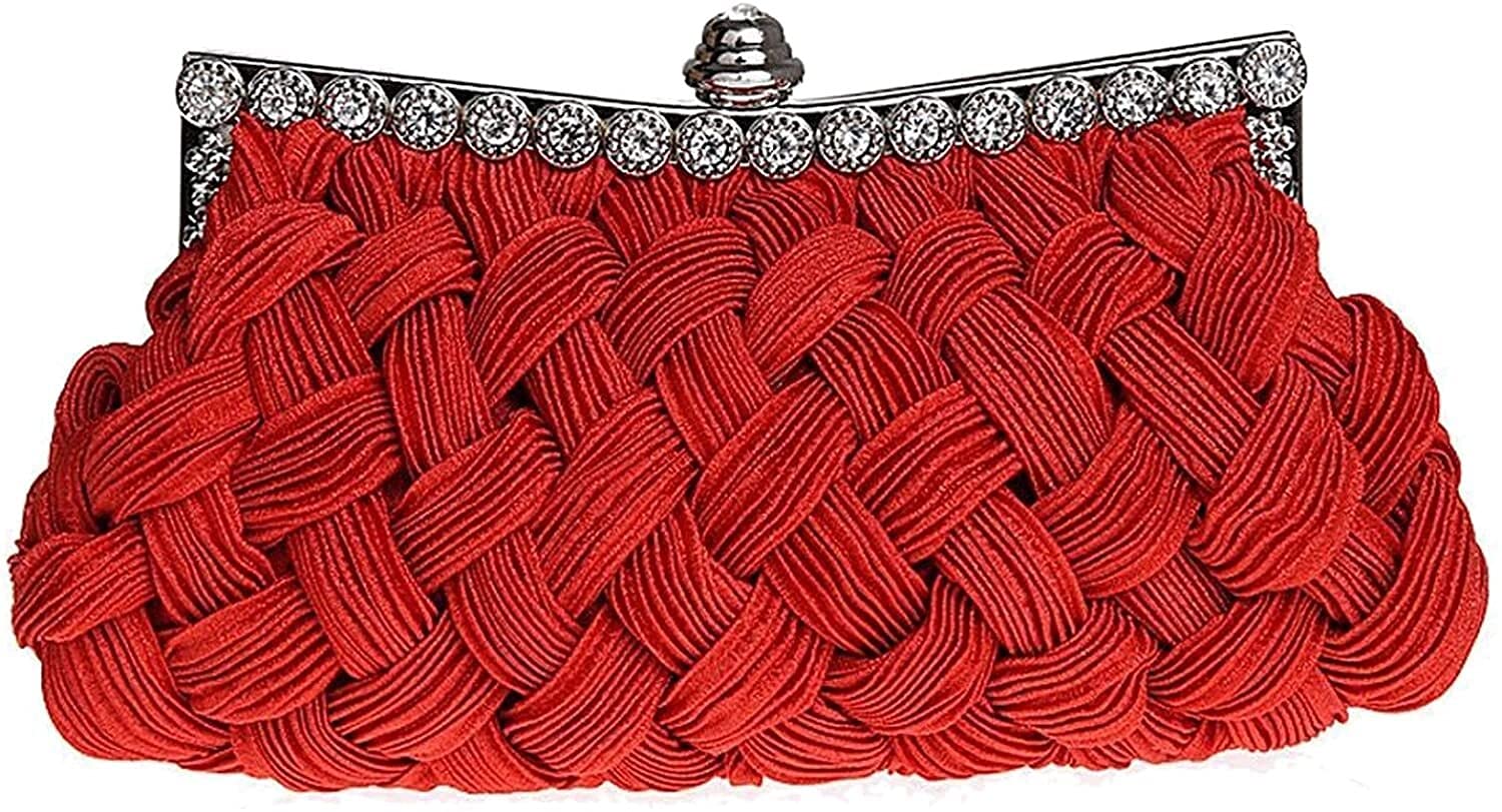 LiuliuBull Frauen Hochzeitsstrickstil-Abend-Kupplungs-Taschen Handtasche (Color : Rot)