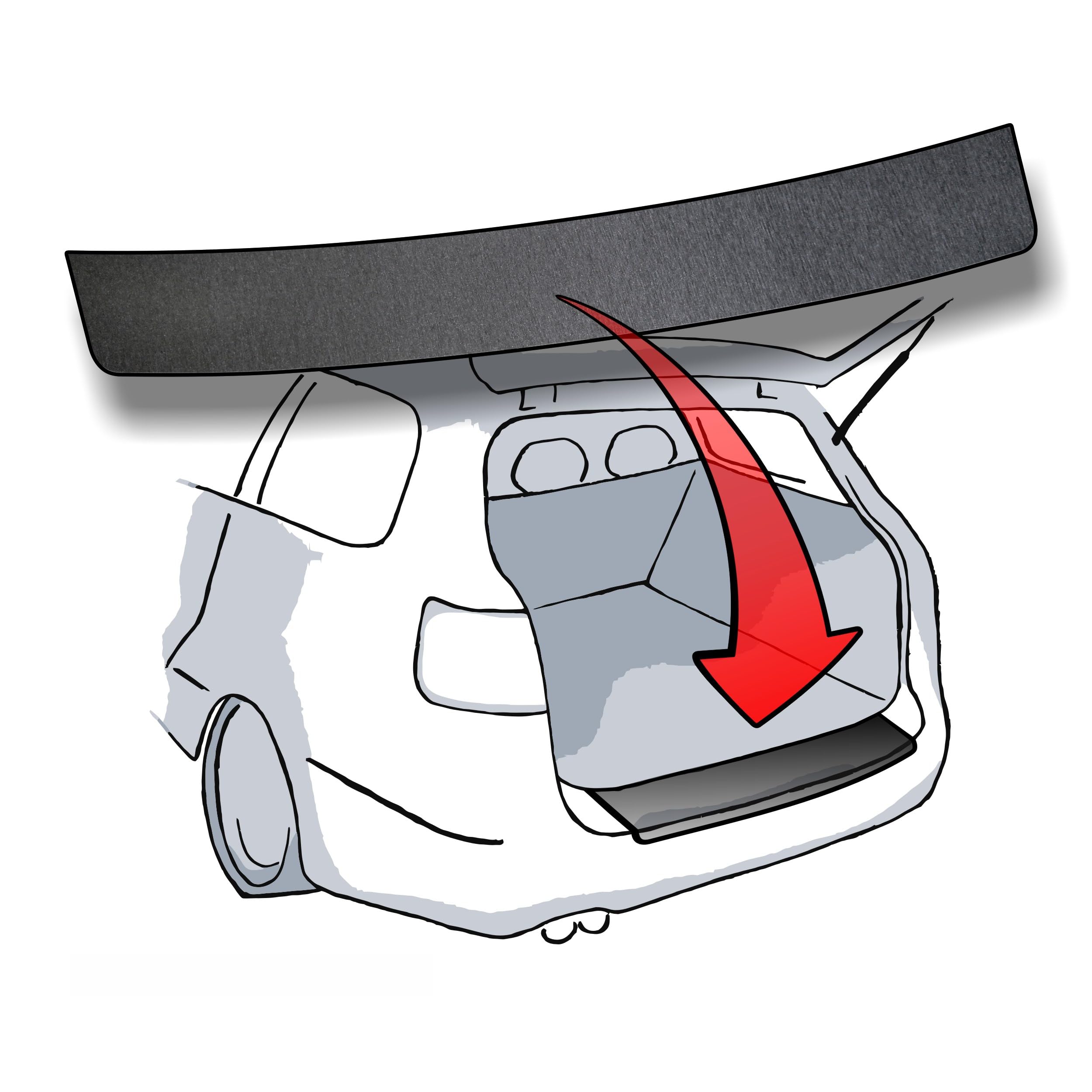 Ladekantenschutz passend für Opel Astra J Limousine (Typ J, 5türige Modelle, BJ 2009-2015) - Aluminium gebürstet Anthrazit/Grau