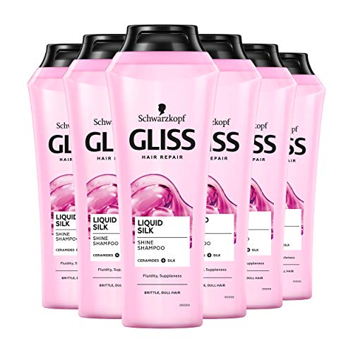 Schwarzkopf Gliss Liquid Silk Gloss Shampoo, 250 ml, 6 Stück