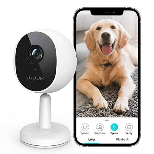 WUUK 4MP/2.5K Überwachungskamera Innen mit Magnetischem Standfuß, WLAN IP Kamera Überwachung Innen, Hundekamera mit APP, Kamera für ältere Menschen, 360°/115° Kamera, Kompatibel mit Alexa & Google