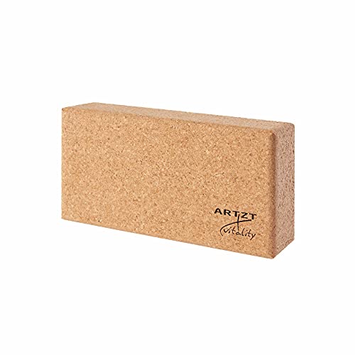 Artzt Vitality Yogablock aus Kork | Block für Yoga aus 100% Kork| Yoga Zubehör für bessere Übungen | Yogablock Kork nachhaltig Made in Portugal Beige, 22,7 x 12 x 6,5 cm