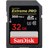 SanDisk Extreme PRO 32 GB SDHC-Speicherkarte mit bis zu 300 MB / s, UHS-II, Klasse 10, V90, U3