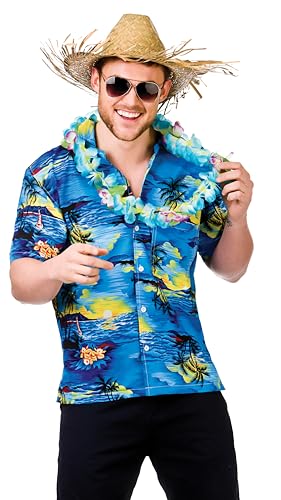 Wicked Costumes Hawaii-Hemd (Blaue Palmen) – Erwachsenen-Accessoire Man: M (Brustumfang: 104,1 cm)