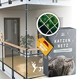 Samtpfote® Katzennetz für Balkon - 6 x 3 m - Balkonnetz transparent und reißfest - Großes und langlebiges Katzenschutznetz inkl. Montagematerial