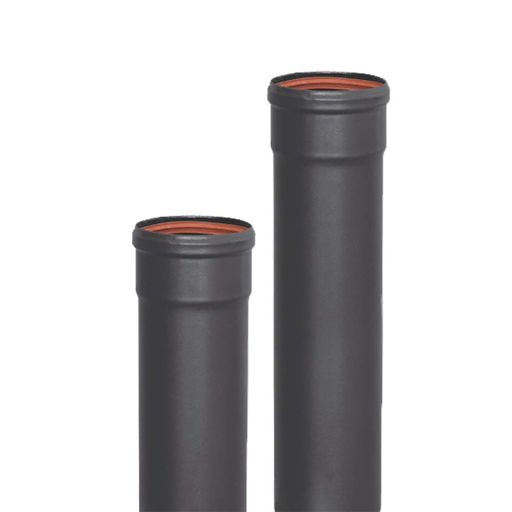 S&M 485527 Emailliertes Rohr M-H 850°C-Ø80mm-1 Meter für Rauchabzug Kamin- und Pelletkamin schwarz