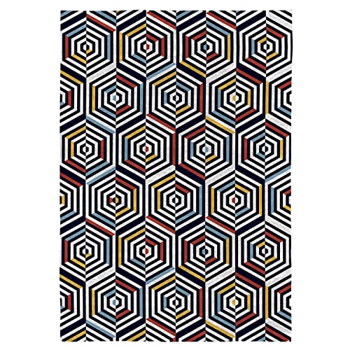 Teppich für Wohnzimmer, kurzflorig, Baumwolle, 160 x 230 cm, Concentric