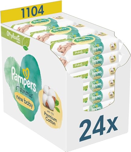 Pampers Harmonie Feuchttücher, 24 Packungen mit 46 Stück , 1104 Feuchttücher, ohne Duft, schützt vor Hautreizungen