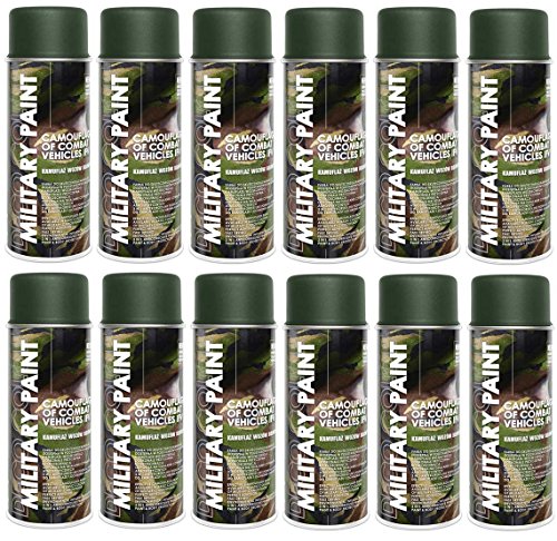 12er Sparpack MILITÄR Army Militärlack Lackspray 400ml Nato freie Farbauswahl (12 Dosen in olive-grün RAL 6031)