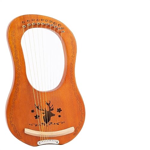 WowZza Lyra Harp Heptachord 10-Saitiges Harfentragbares Musikalisches Einsteiger-Harfeninstrument Aus Holz/10-Farbige Florale Log-Farbe