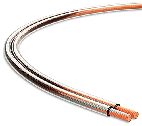 Audibax BSAP20 Silber Transparent | Parallel Elektrische Kabel Lautsprecher | Coil Cable 20 Meter Red | Robuste | Treiber Interne Made in Kupfer OFC | perfekte Leitfähigkeit