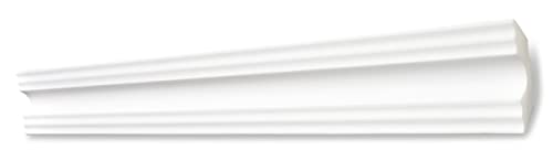 DECOSA Zierprofil A50 SONJA - Edle Stuckleiste in Weiß - 10 Leisten à 2 m Länge = 20 m - Zierleiste aus Styropor 50 x 50 mm - Für Decke oder Wand
