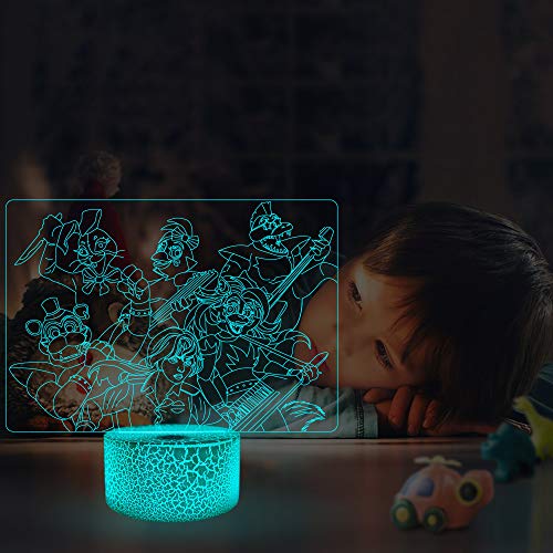 FNAF 3D-Illusionslampe, FNAF-Nachtlicht, 16 Farben wechselnde Dekolampe mit Fernbedienung, für Kinder, Geschenke