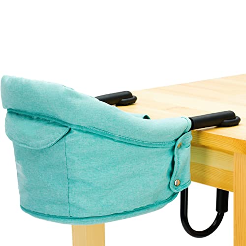 Faltbarer Tischsitz Hochstuhl Stuhlsitz in schönem Melange Design bis 15kg praktisch für Zuhause und Unterwegs (Mint Melange)