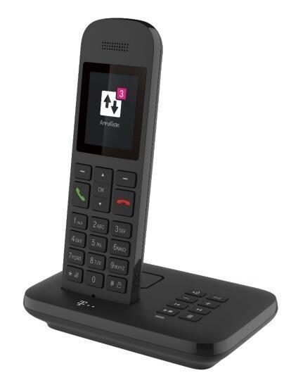 Telekom Sinus A12 Festnetz-Telefon mit Basis und AB Schwarz