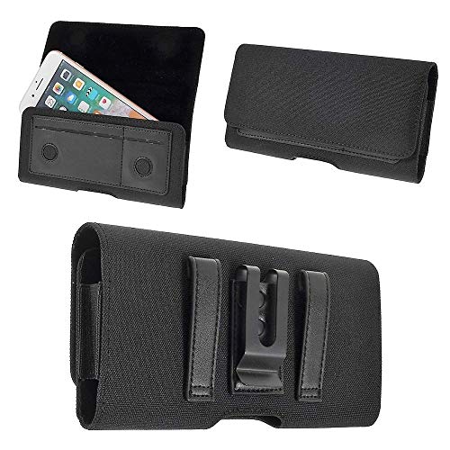 DFVmobile - Nylon Case Metal Belt Clip Horizontal Textile and Leather for DIGMA Linx A501 4G - Black