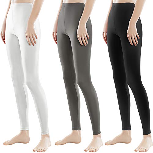 Libella 3er Pack Damen Lange Leggings bunt mit Hohe Taille Slim Fit Fitnesshose Sport aus Baumwolle 4108 Schwarz Grau Weiß 3XL