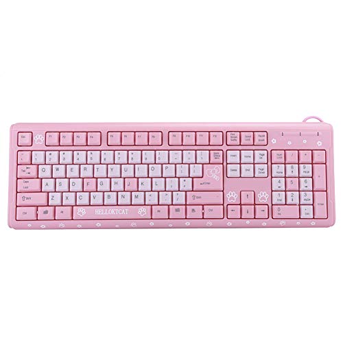 Sxhlseller Tastatur USB-verdrahtete, ultradünne, niedliche Cartoon-Tastatur für Home-Office-Laptops Universal(Rosa)