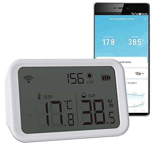 Digitaler WiFi-Sensor für Umgebungstemperatur und Luftfeuchtigkeit (weiß - Batterie 2 x AA)