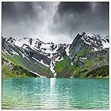 Glasbilder Wandbild Glas Bild einteilig 50x50 cm Quadratisch Natur Landschaft See Wald Berge Bergsee Gebirge Gewitter S5YM ARTland