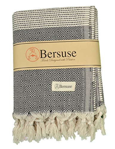 Bersuse 100% Baumwolle Hierapolis XL Decke türkisches Handtuch, 152,4 x 244,6 cm, schwarz