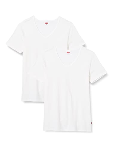 Levi's Herren Levis Men V-Neck 2P T-Shirt, Weiß (White 300), Medium (Herstellergröße: 020) (2er Pack)