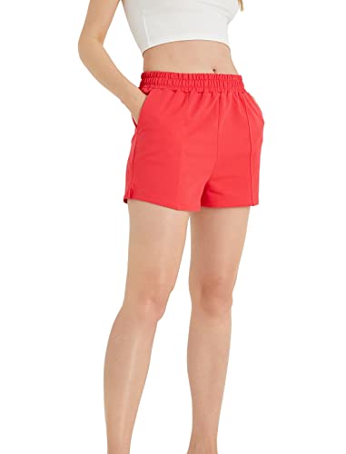 Koton Damen Pocket Mini Elastic Waist Shorts, Pink (270), S EU