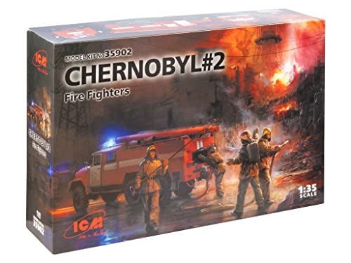 Chernobyl2. Fire Fighters (AC-40-137A firetruck & 4 figures & diorama base w. background)