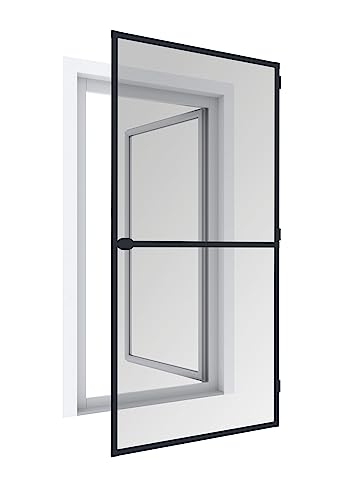 Windhager Insektenschutz Spannrahmen-Tür Plus, Fliegengitter Alurahmen für Türen, individuell kürzbar, 100 x 210 cm, anthrazit, 03709