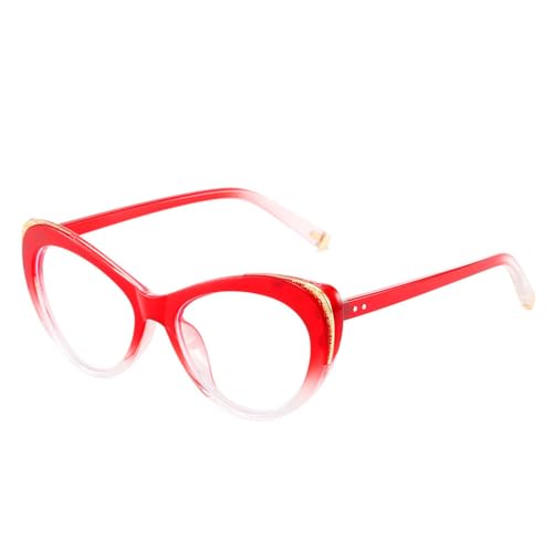 MUTYNE Brillengestell Damen Cat Eye Brillengestelle Computer Dekorative Brillen Trendige Brillen,Rot,Einheitsgröße
