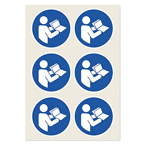 Labelident Gebotszeichen Aufkleber Ø 50 mm - Gebrauchsanweisung beachten M002-100 Gebotsschilder selbstklebend in 1 Packung, Polyester Folie blau