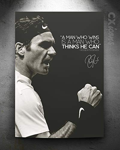 Roger Federer quote Zitat Foto gedrucktes Poster – aufgedruckte Unterschrift – 18 X 12 Inches (45 x 30 cm) - A man who wins