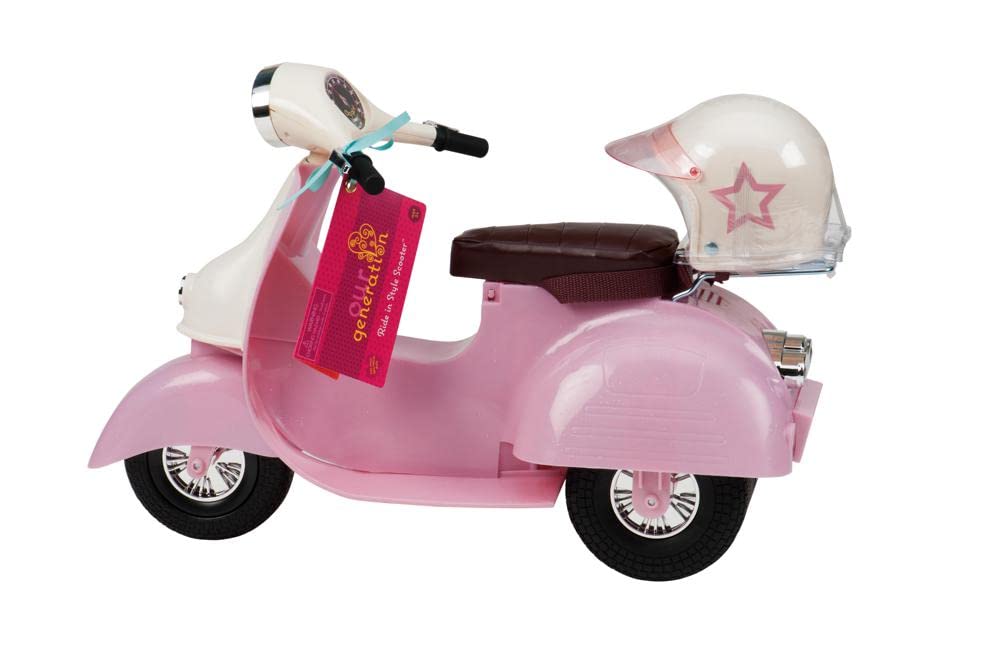 Our Generation – Fahrzeug-Spielset – Rosa & Elfenbein – 46 cm Puppenzubehör – Rollenspiel – Spielzeug für Kinder ab 3 Jahren – Roller pink/Elfenbein