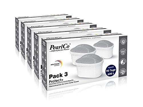 PearlCo - Protect+ unimax Filterkartuschen Pack 15 für sehr hartes Wasser - passt zu Brita Maxtra