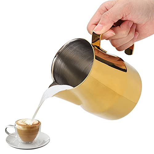 550ml Milchkännchen Gold Edelstahl Espresso Kaffee Milch Aufschäumen Krug Latte Art für Haus Kaffee Verwendung