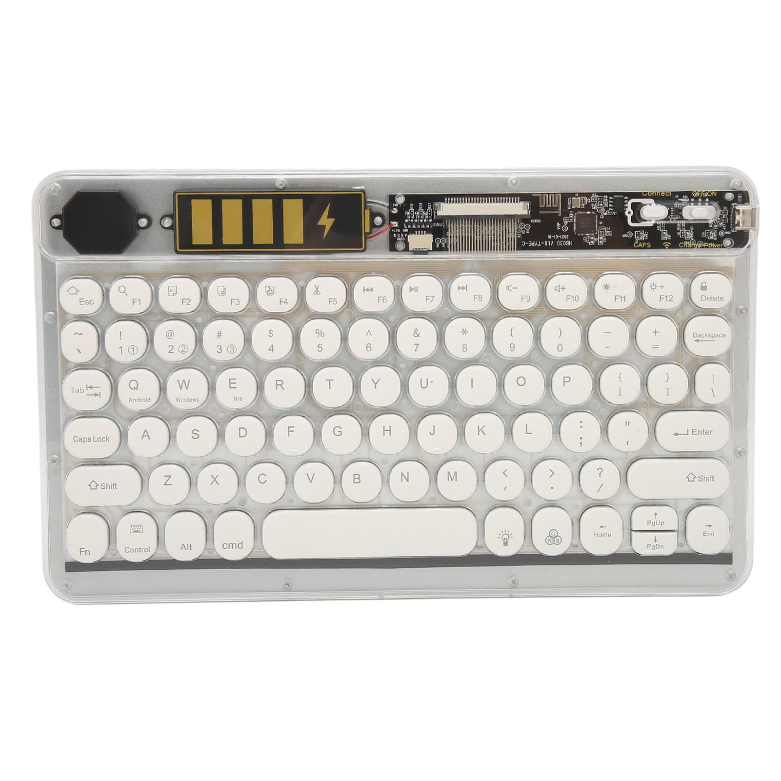 Bluetooth Tastatur, 10 Zoll wiederaufladbare Kabellose Tastatur mit Bunter Hintergrundbeleuchtung, Nahtloser Geräteumschaltung, für Computer, Laptop, Tablet, Smartphone (Weiss)