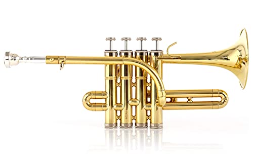 Classic Cantabile Brass PT-196 Bb-Piccolotrompete - Lange Bauform - Bohrung: 11,7 mm - Schallbecher: 100 mm - Messing, lackiert - Inkl. Mundstück und Koffer