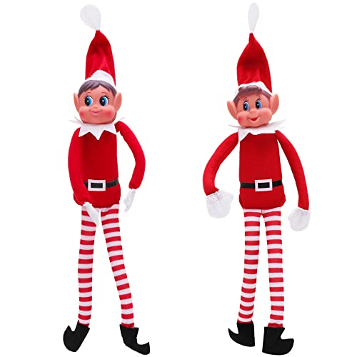 Toyland® Elves Behavin Badly 2er-Set – 30,5 cm, Mädchen-Elf und Jungen-Elf, beugen und posieren, weiches Spielzeug mit Langen Beinen, weichem Körper und Vinylkopf – Weihnachtsspielzeug
