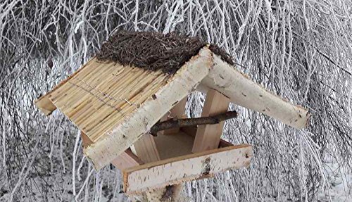 Vogelfutterhaus mit Reetdach und Heidefirst, Friesenhaus Mini