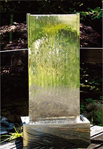 Köhko Springbrunnen Muro XL Höhe ca. 175 cm mit LED-Beleuchtung aus Edelstahl Wasserwand Wasserspiel für Garten Terrasse