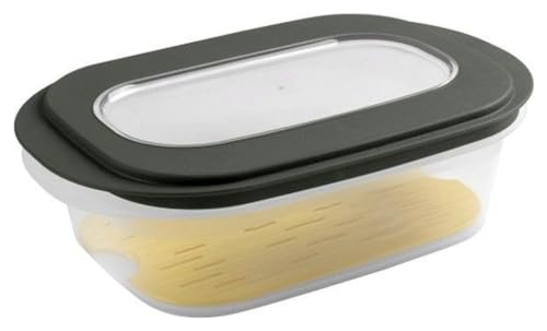 Sunware 3 Stück Sigma Home Aufschnittdose für Käse mit Antikondesationstablett - 265x172x105 mm - transp/dunkelgrün