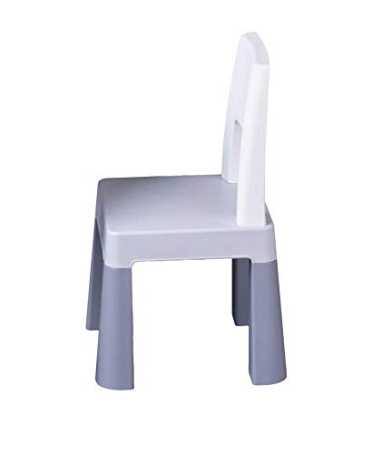 TEGA BABY Multifun Stuhl für Kleinkinder und größere Kinder bequem stabil und sicher aus ungiftigem langlebigem Kunststoff für drinnen und draußen 29 x 29 x 54 cm grau