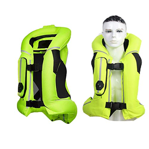 Airbag-Weste, Motorrad-Airbag-Weste, abnehmbare Schutzausrüstung auf der Rückseite, um Löcher zu verhindern, geeignet für Erwachsene Männer und Frauen (ohne CO2-Zylinder) (Farbe: Grün, Größe: Medium)