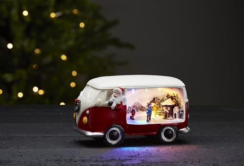 LED-Weihnachtsfigur"Merryville" Santa mit Transporter 4 warmwhite LED, ca. 21x12 cm, batteriebetrieben, Timer