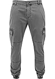 Urban Classics Herren und Jungen Cargohose Washed Cargo Twill Jogging Pants, Rangerhose mit aufgesetzten Seitentaschen, grey, Größe W30