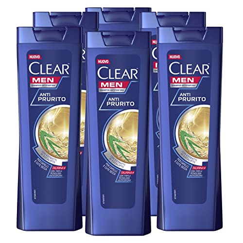 6 x Clear Men Anti-Juckreiz Anti-Schuppen-Shampoo mit Eukalyptusextrakten, beruhigt die Haut und lindert - 6 Flaschen à 225 ml