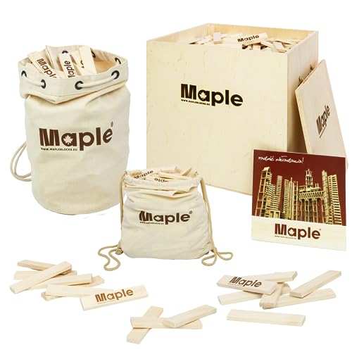 Natursache Holzbausteine - Entfessle kindliche Fantasie! Ultimatives Set für Kinder ab 3: Kreatives Spielen mit Naturmaterialien (Maple Holzbox 200)